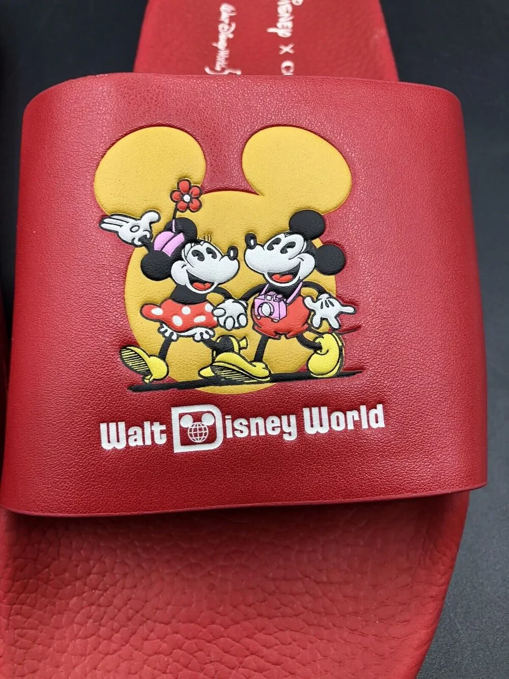 Disney X Coach Mickey & Minnie Slides Women Elec Red Size 11 Disney's 50th New